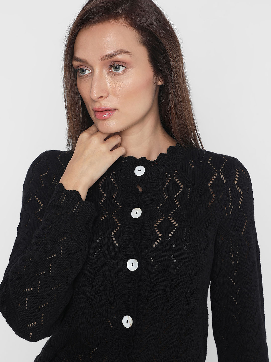 Black hotsell pointelle cardigan