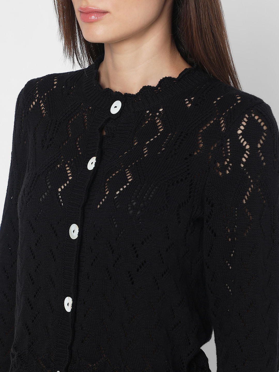 Pointelle cardigan outlet black