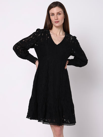 Black Lace Fit & Flare Dress
