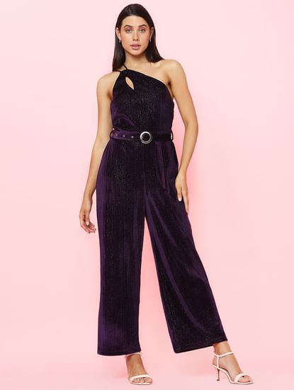 MARQUEE Purple Shimmer One-Shoulder Jumpsuit