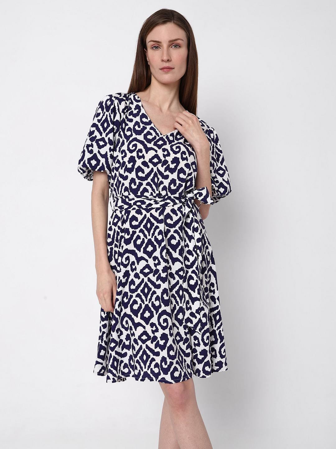 Buy Blue Polka Play Circle Asymmetrical Dress Online - W for Woman