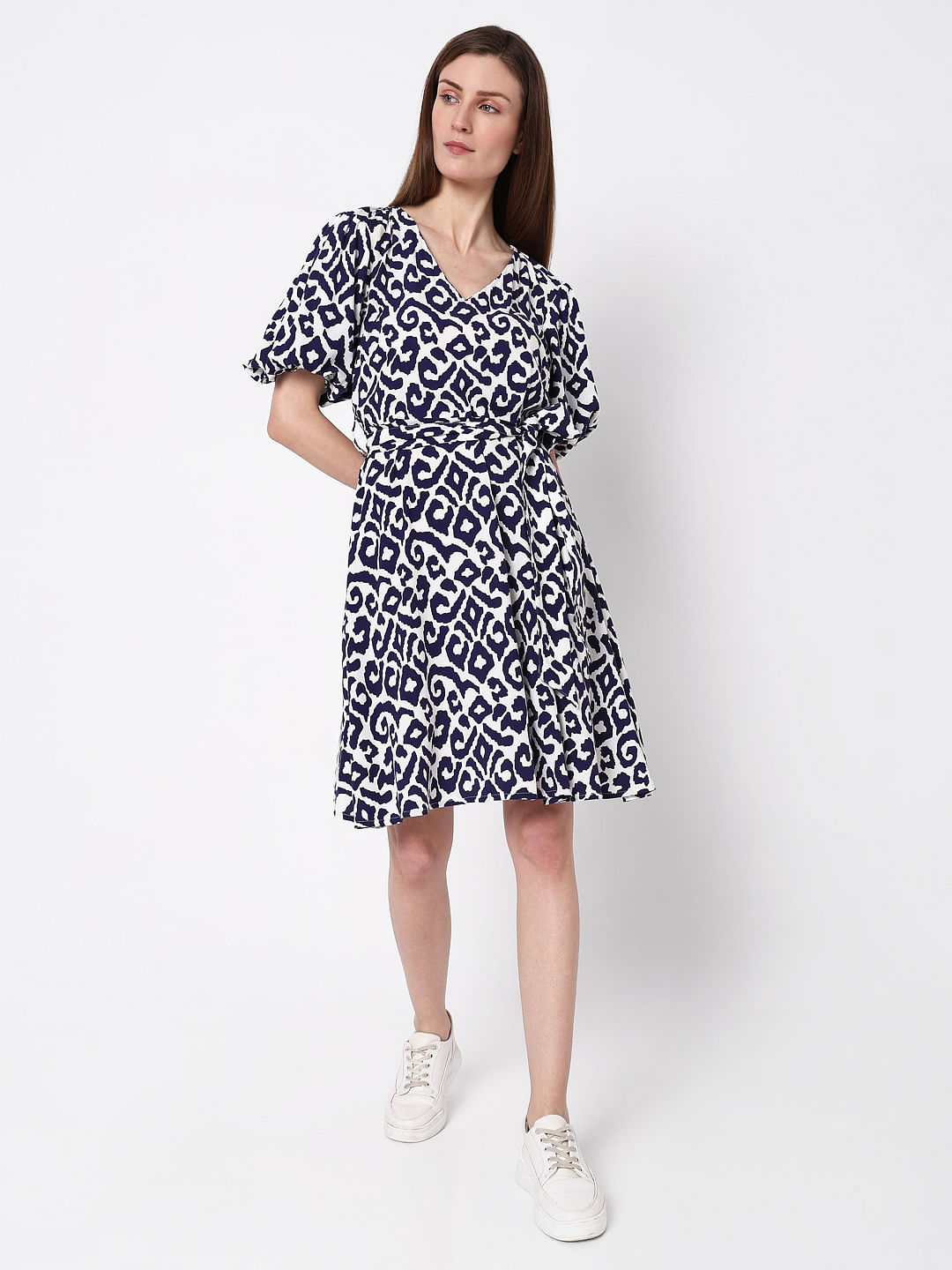 Short sleeve white fit and flare midi dress 1770 – XiaoLizi