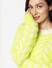 Lemon Green Fuzzy Yarn Pullover