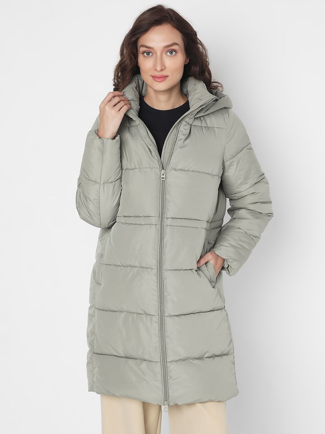 Lightweight puffer jacket long hotsell