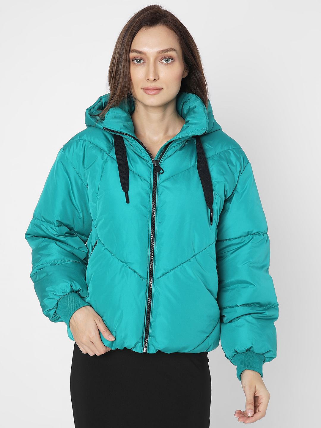 Teal puffer sale jacket women's