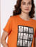 Orange Picture Collage Print T-shirt
