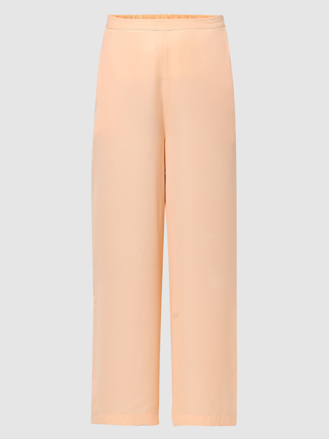 Petite Stone Peach Skin Straight Leg Trousers | PrettyLittleThing