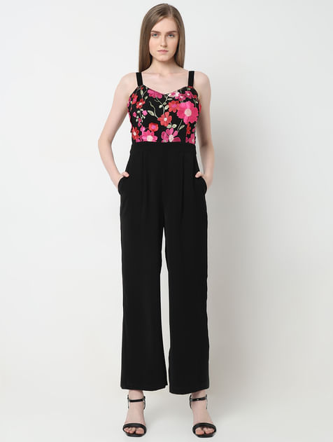 MARQUEE Black 3D Floral Jumpsuit