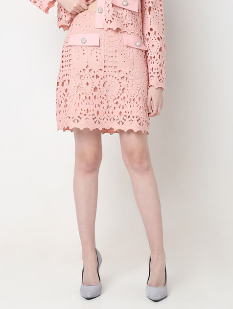 MARQUEE Pink Floral Lace Co-ord Set Skirt