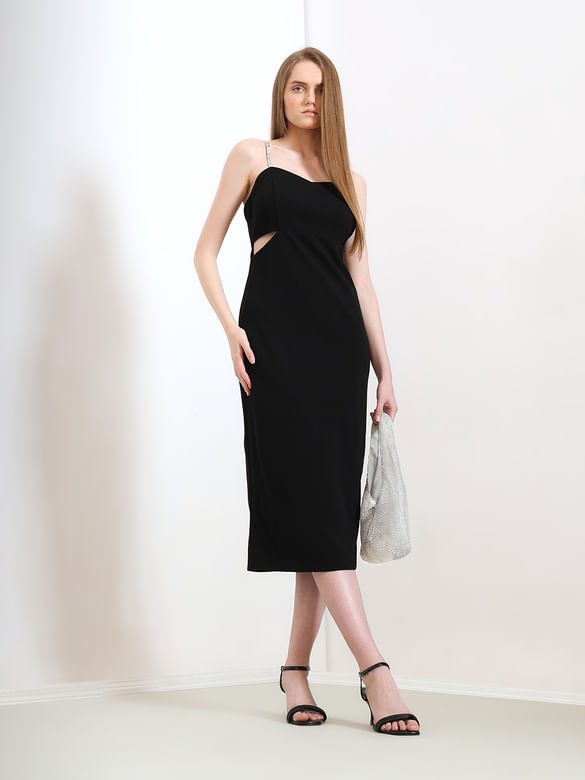 MARQUEE Black Cut-Out Midi Dress