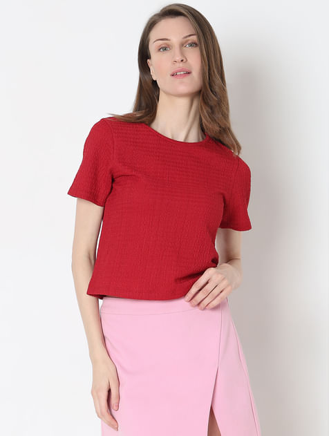 Red Textured Top