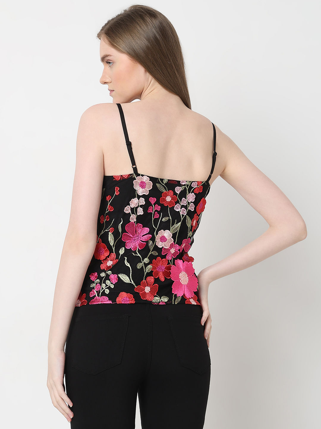 MARQUEE Black 3D Floral Top|138605001-Jet-Black