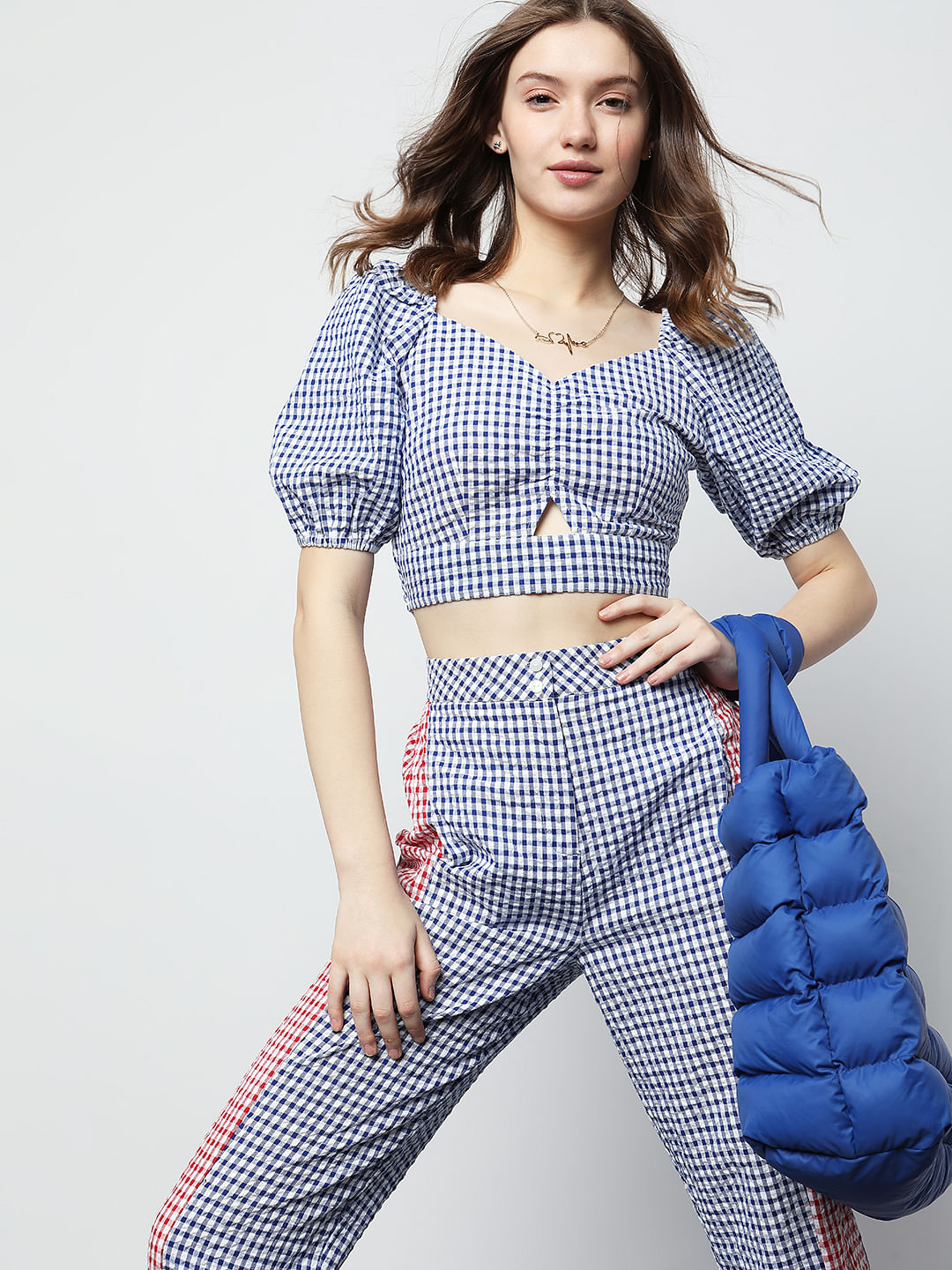 Buy Westwood Blue Checks Trousers for Women Online  Tata CLiQ