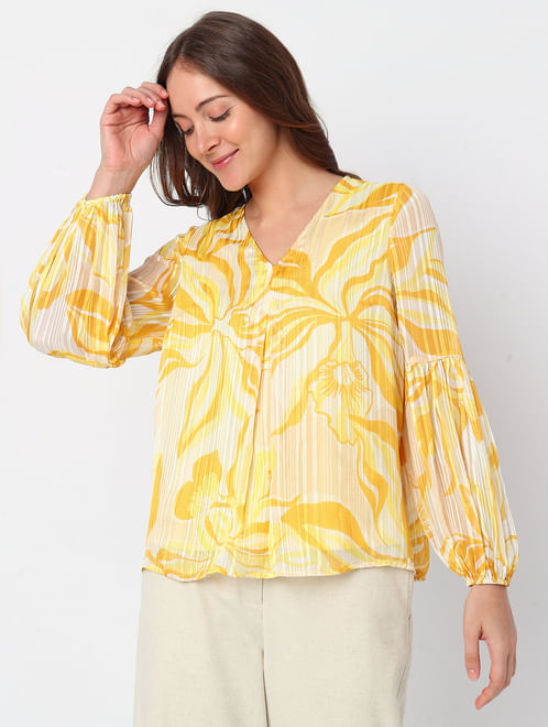 Yellow Floral Print Top