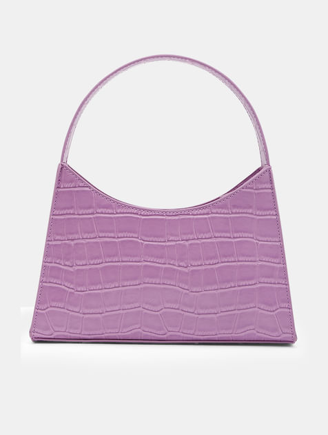 Purple Faux Leather Baguette Bag