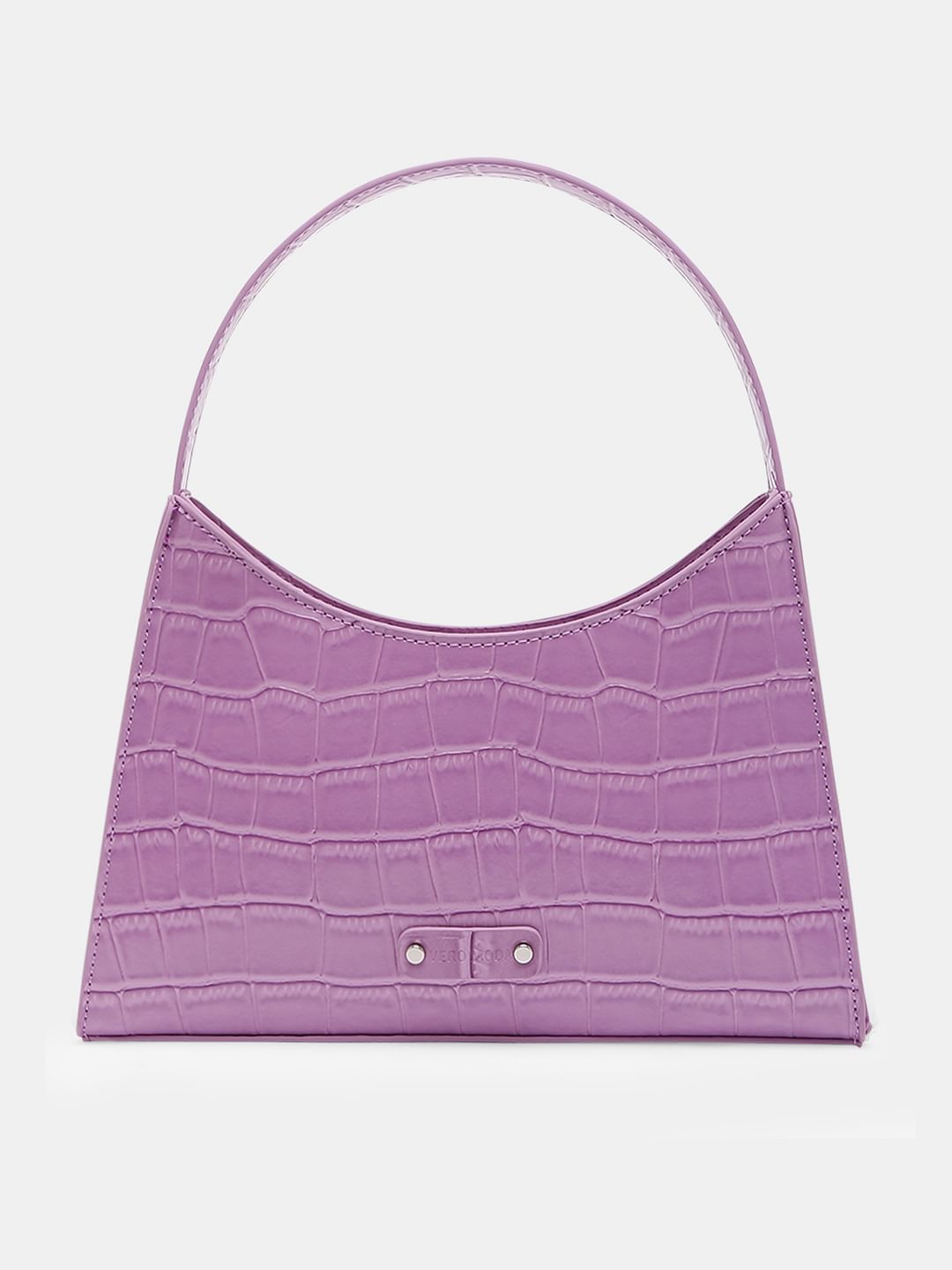 Purple Faux Leather Baguette Bag