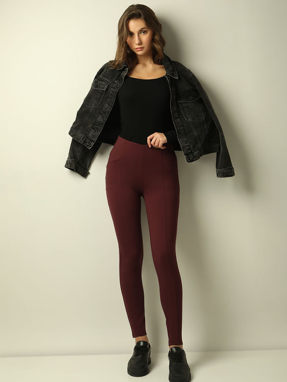 Wine High Rise Jeggings