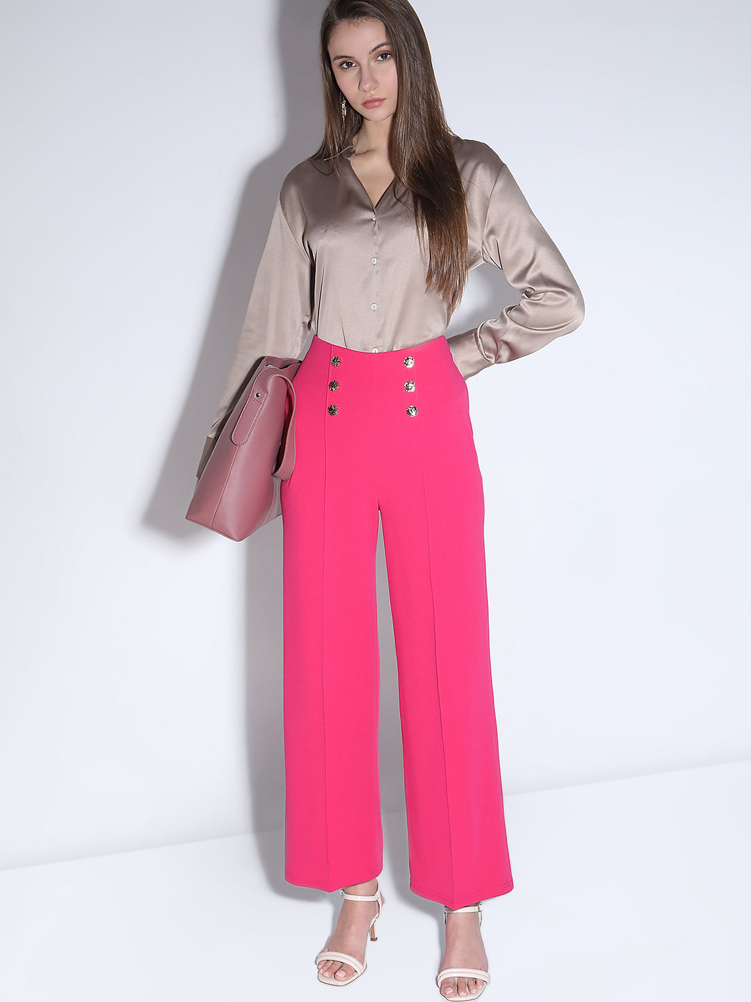 Plus Size Plus Size Bright Pink Pants Online in India | Amydus