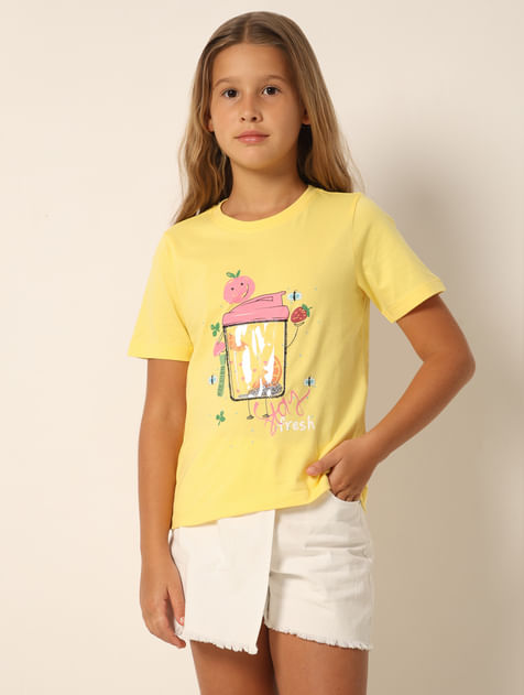 Yellow 3D Graphic Print T-shirt