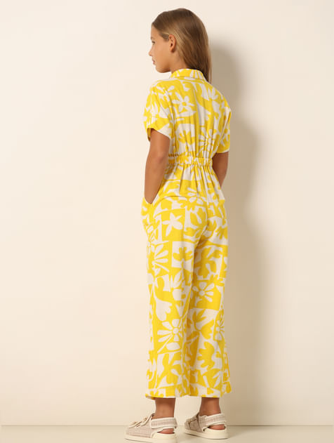Yellow Printed Cotton Jumpsuit