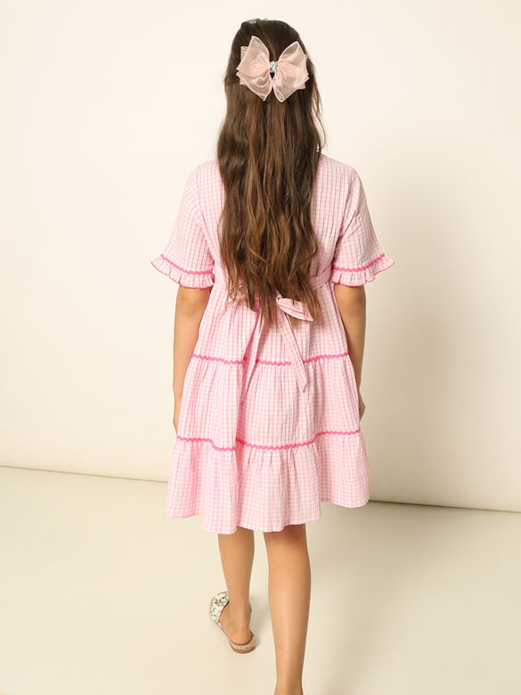 Pink Check Fit & Flare Dress