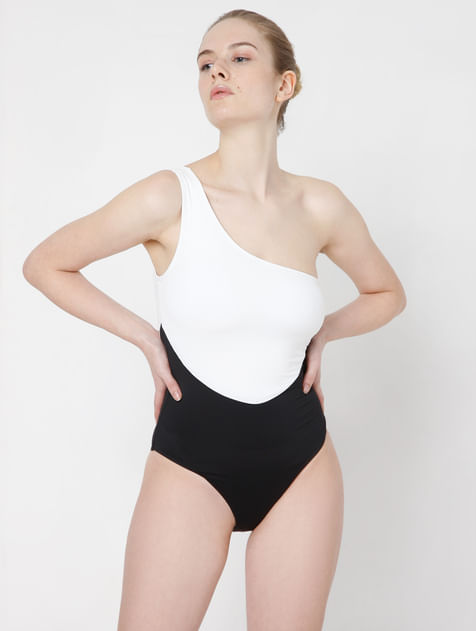 Black & White Colourblocked Swimsuit 