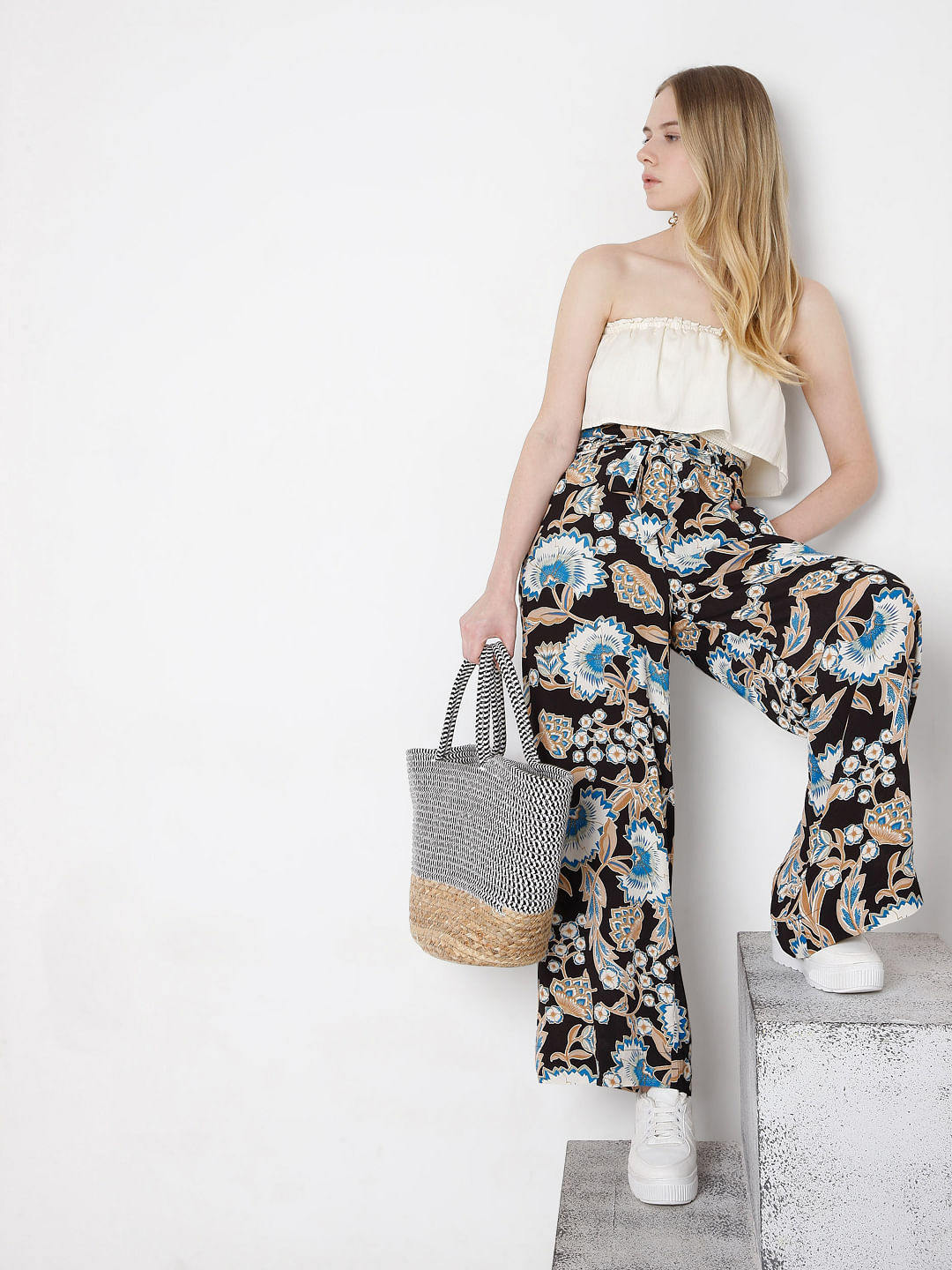 Palace Floral Palazzo Trousers, Trousers & Leggings | FatFace.com