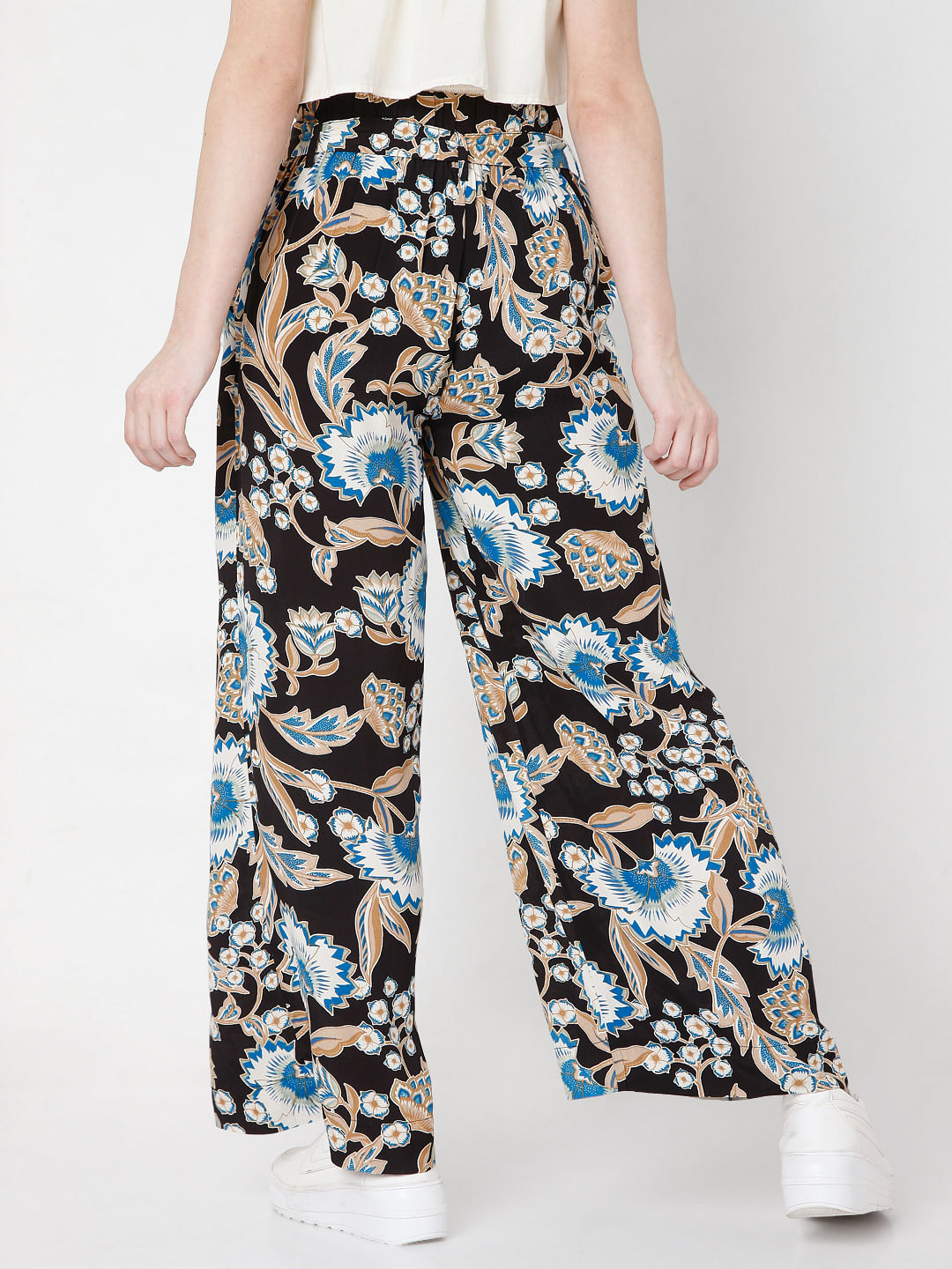 Loose Fit trousers  BlackFloral  Kids  HM IN