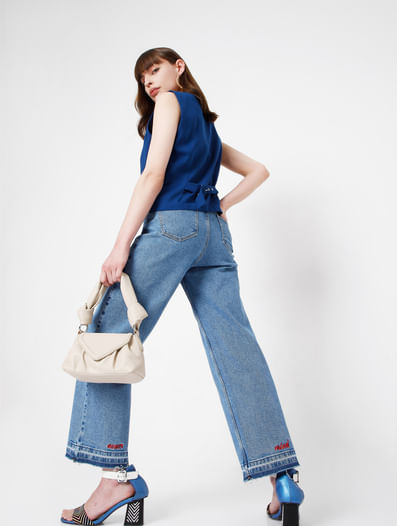 Blue High Rise Straight Jeans 