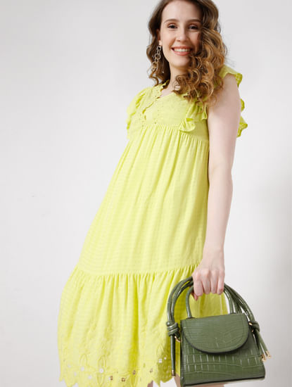 Yellow Schiffli Dress
