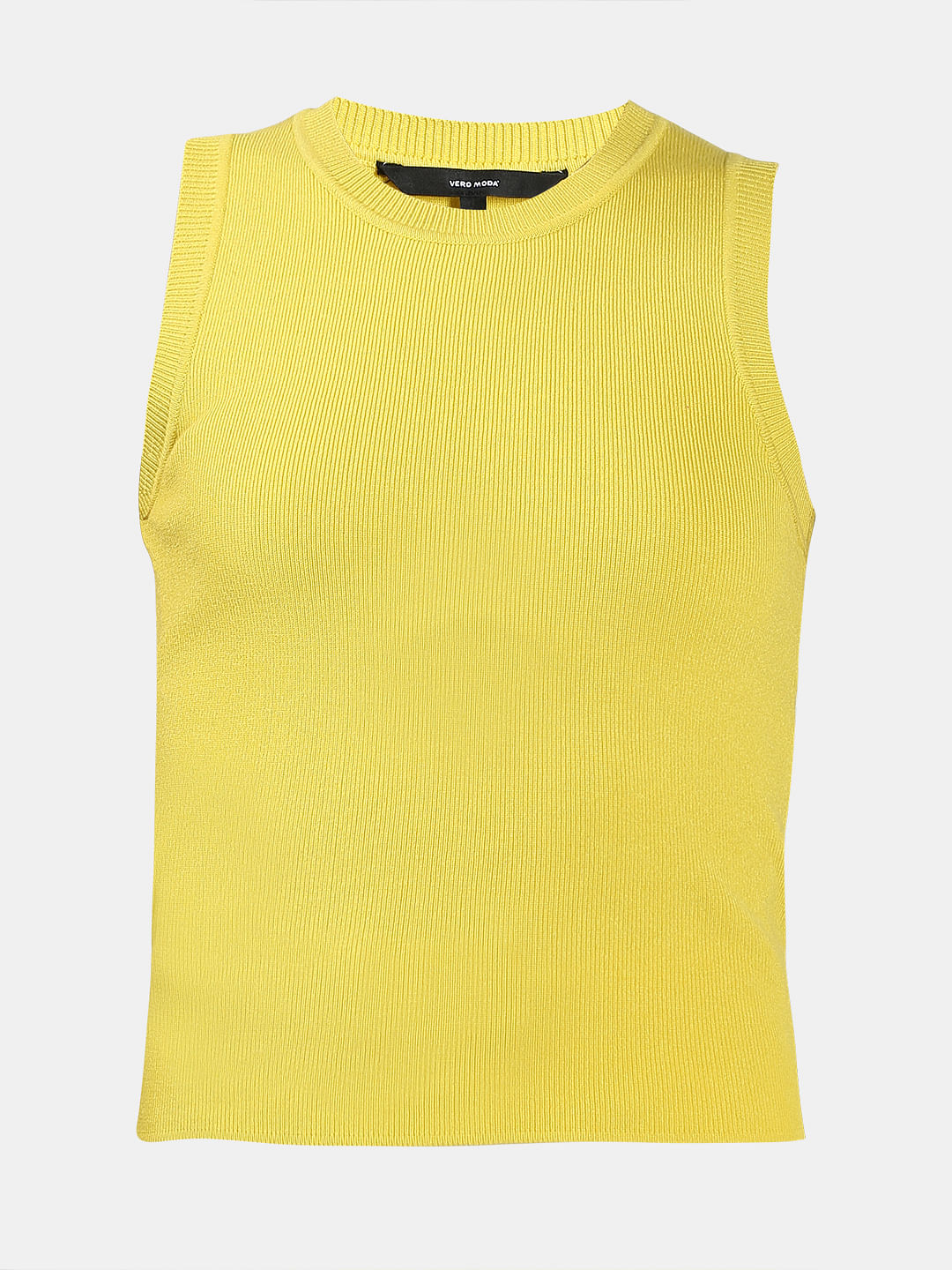 Yellow Fitted Sleeveless Top