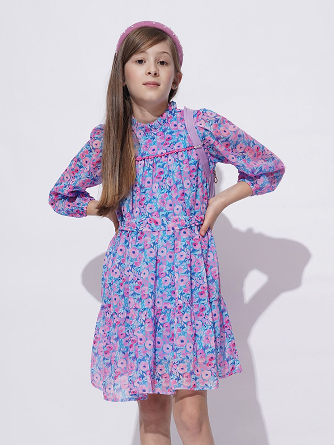 Girls blue floral dress on sale