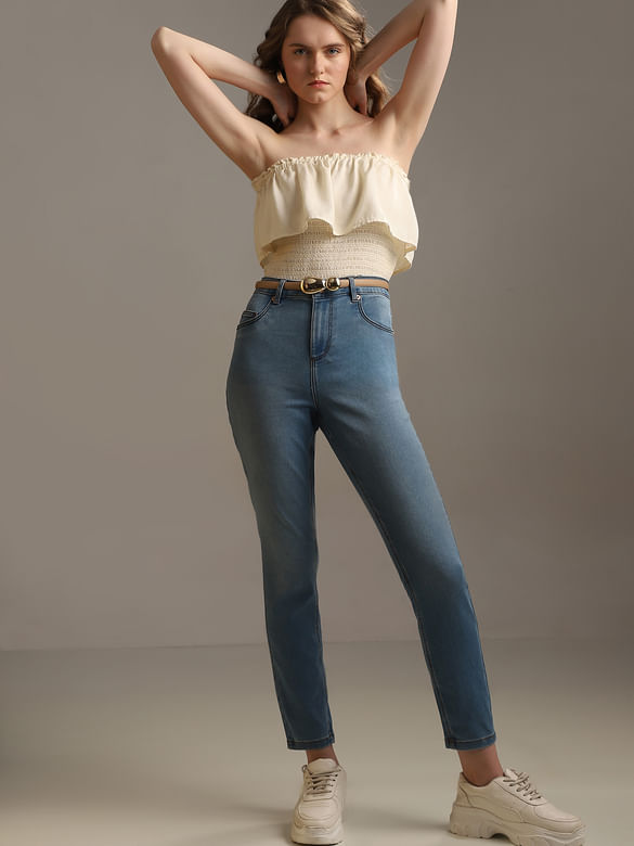 Light Blue High Rise Skinny Fit Jeans