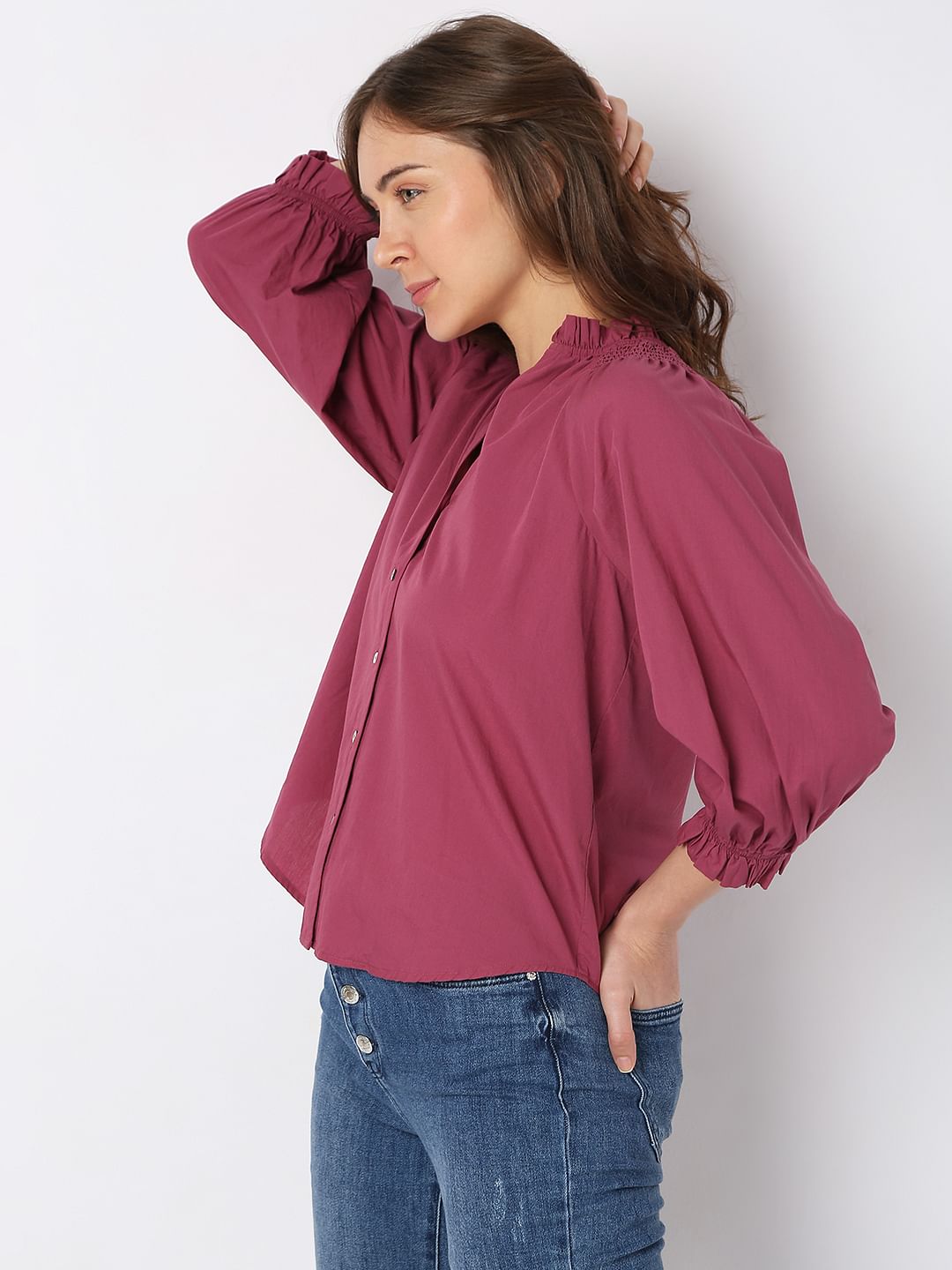 Dark pink top hot sale with jeans