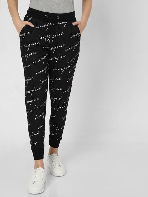 Black All Over Print Lounge Joggers