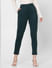 Dark Green Mid Rise Tailored Trousers 