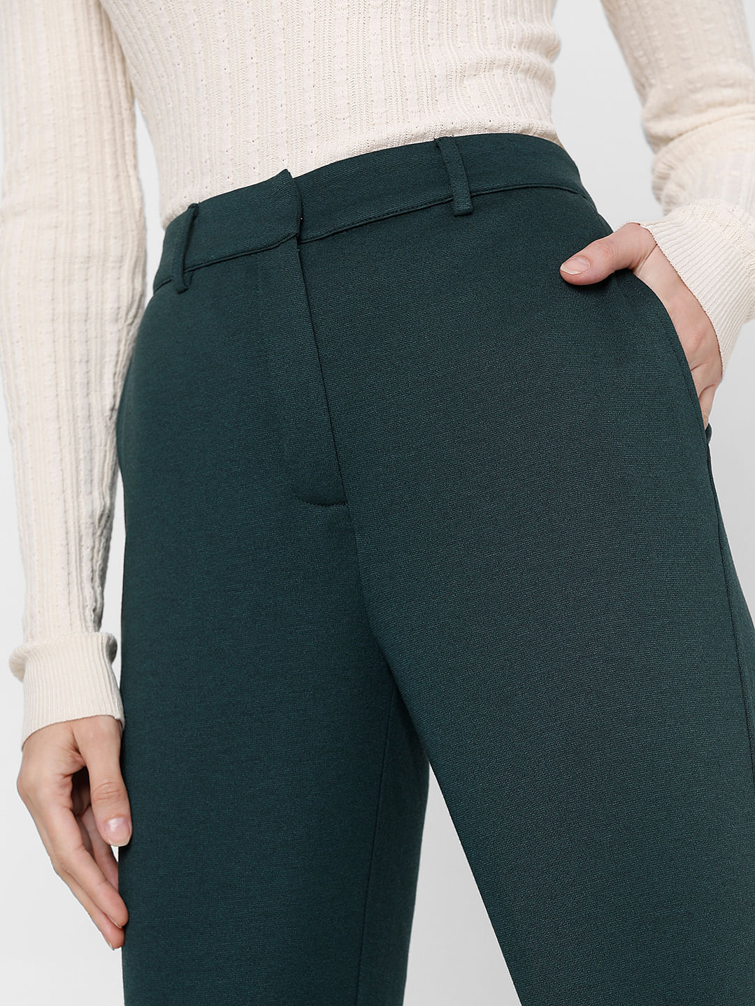 Wide tailored trousers - Dark grey/Dogtooth-patterned - Ladies | H&M