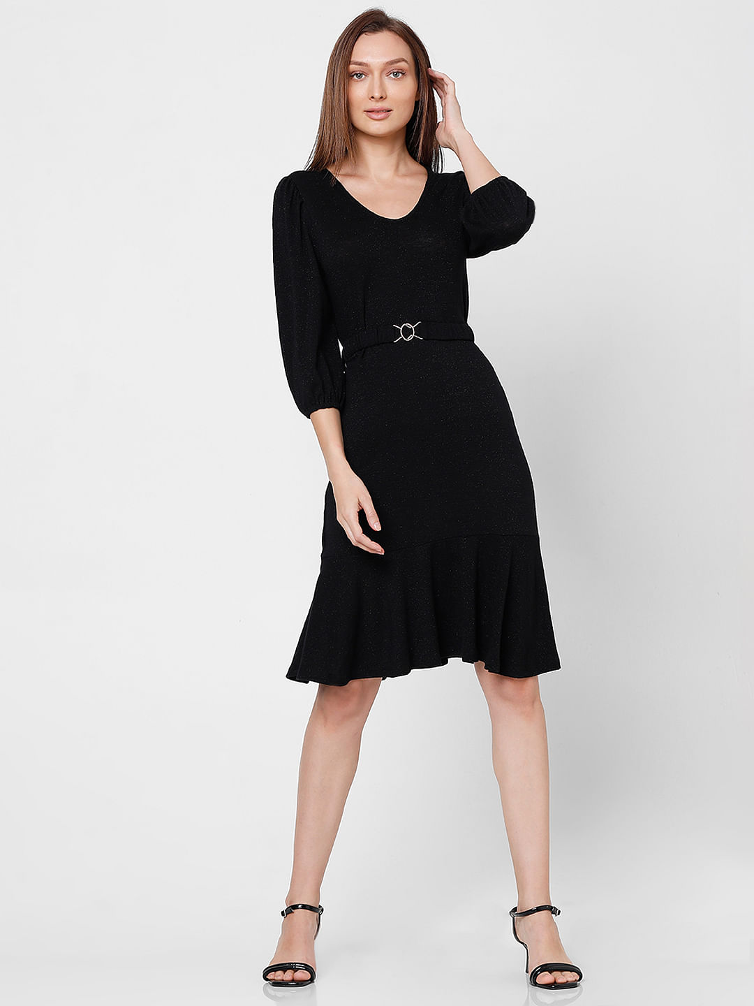 Draped jersey dress - Black - Ladies | H&M IN