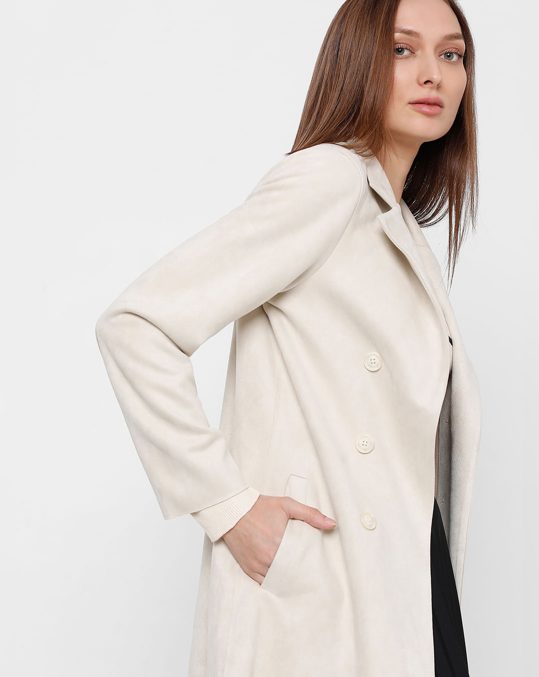 Beige Long Overcoat for Women - VERO MODA
