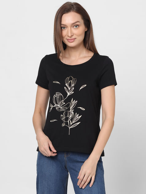 Black Foil Print T-shirt