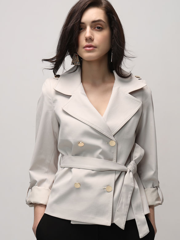 Beige Cropped Trench Coat