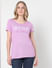 Lilac Purple Slogan Print T-shirt
