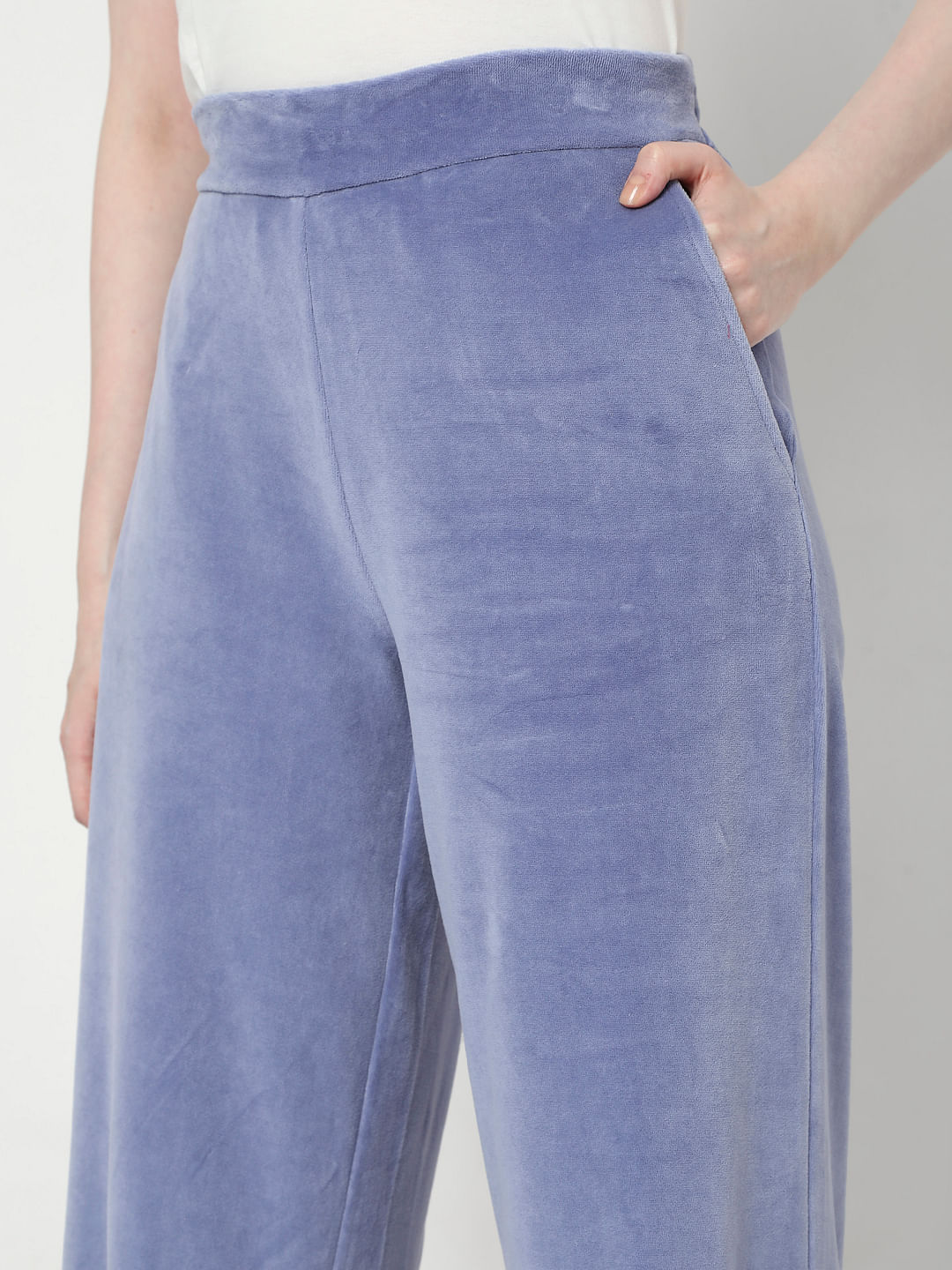 Buy Blue High Rise Velvet CoOrd Pants For Women Online in India  VeroModa