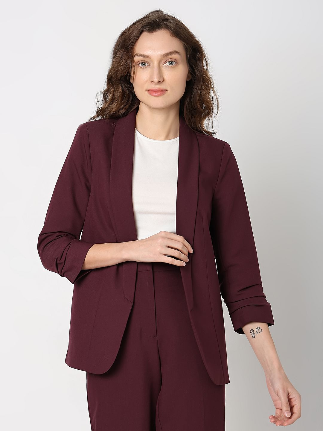 Maroon blazer outlet online