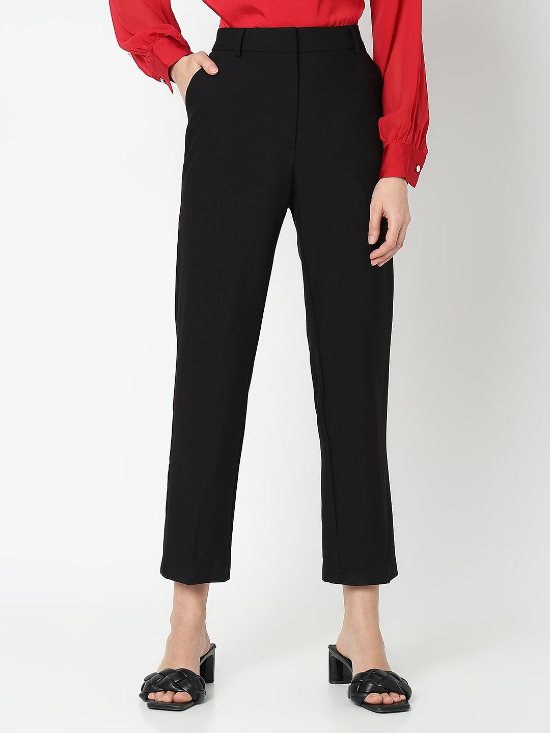 Ted Baker Ozete Ankle Grazer Trousers, Black at John Lewis & Partners