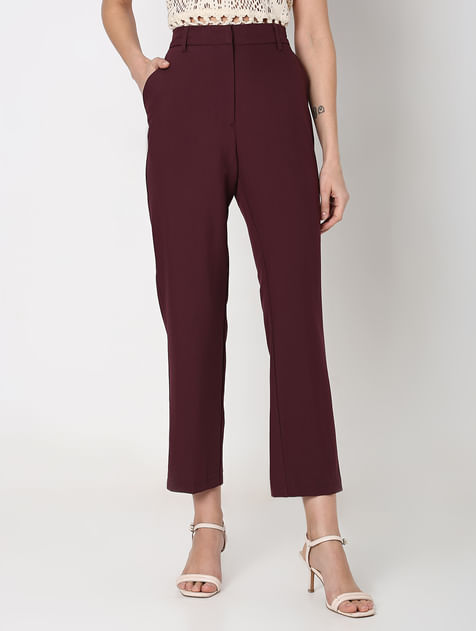 Maroon Ankle Length Co-ord Set Trousers