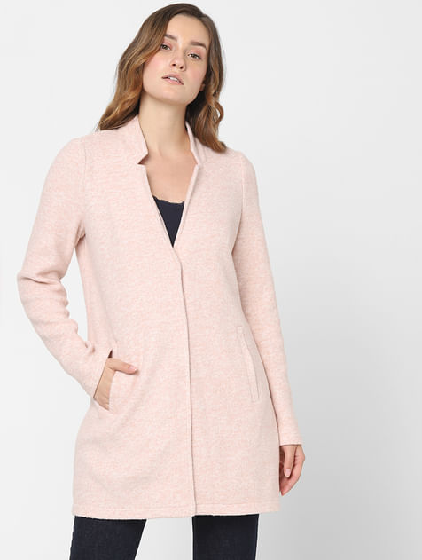Pink Mandarin Collar Coat