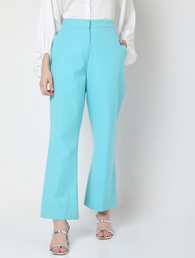 Blue High Rise Tailored Pants