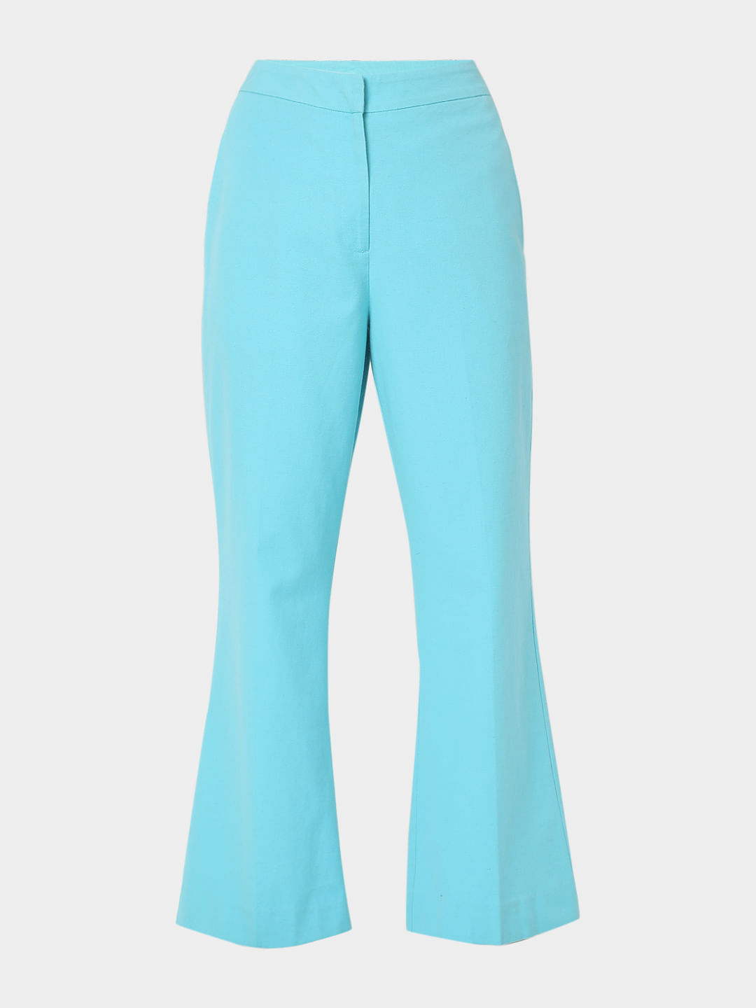 Turquoise Stretch Cotton Slim Leg Trousers  Cordings