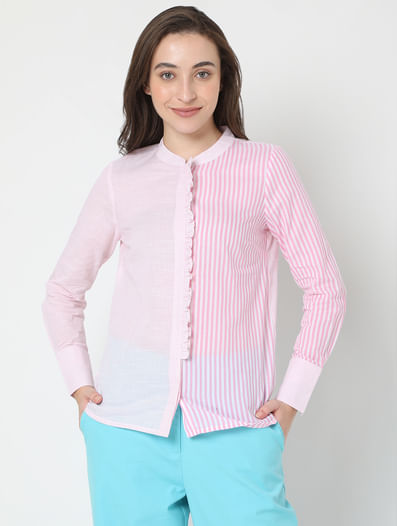 Pink Printblocked Shirt
